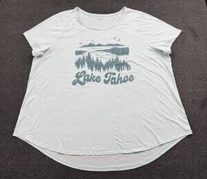 Lane Bryant Lake Tahoe Short Sleeve Graphic Tee High-Low Shirt Plus Size 26/28
